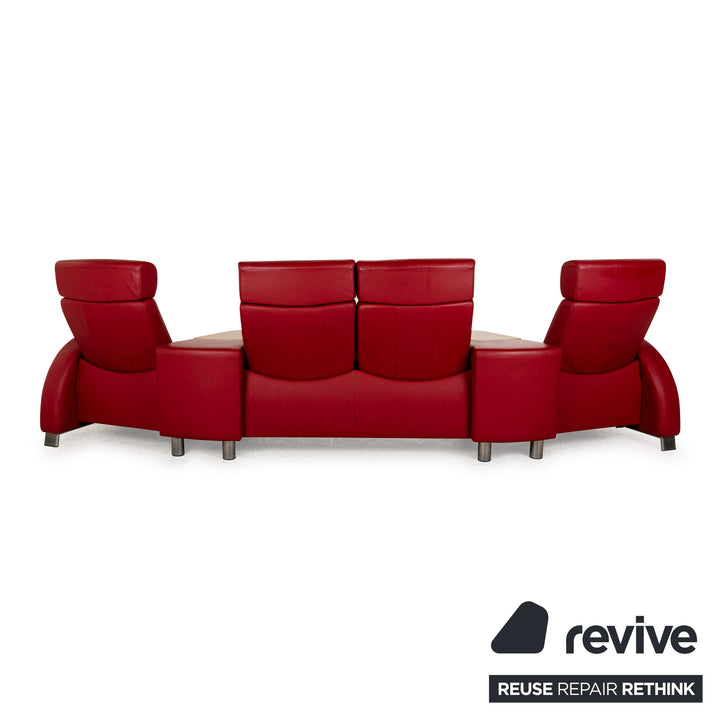 Stressless Arion Leder Viersitzer Rot manuelle Funktion Sofa Couch