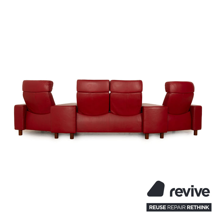 Stressless Arion Leder Viersitzer Rot Sofa Couch manuelle Funktion