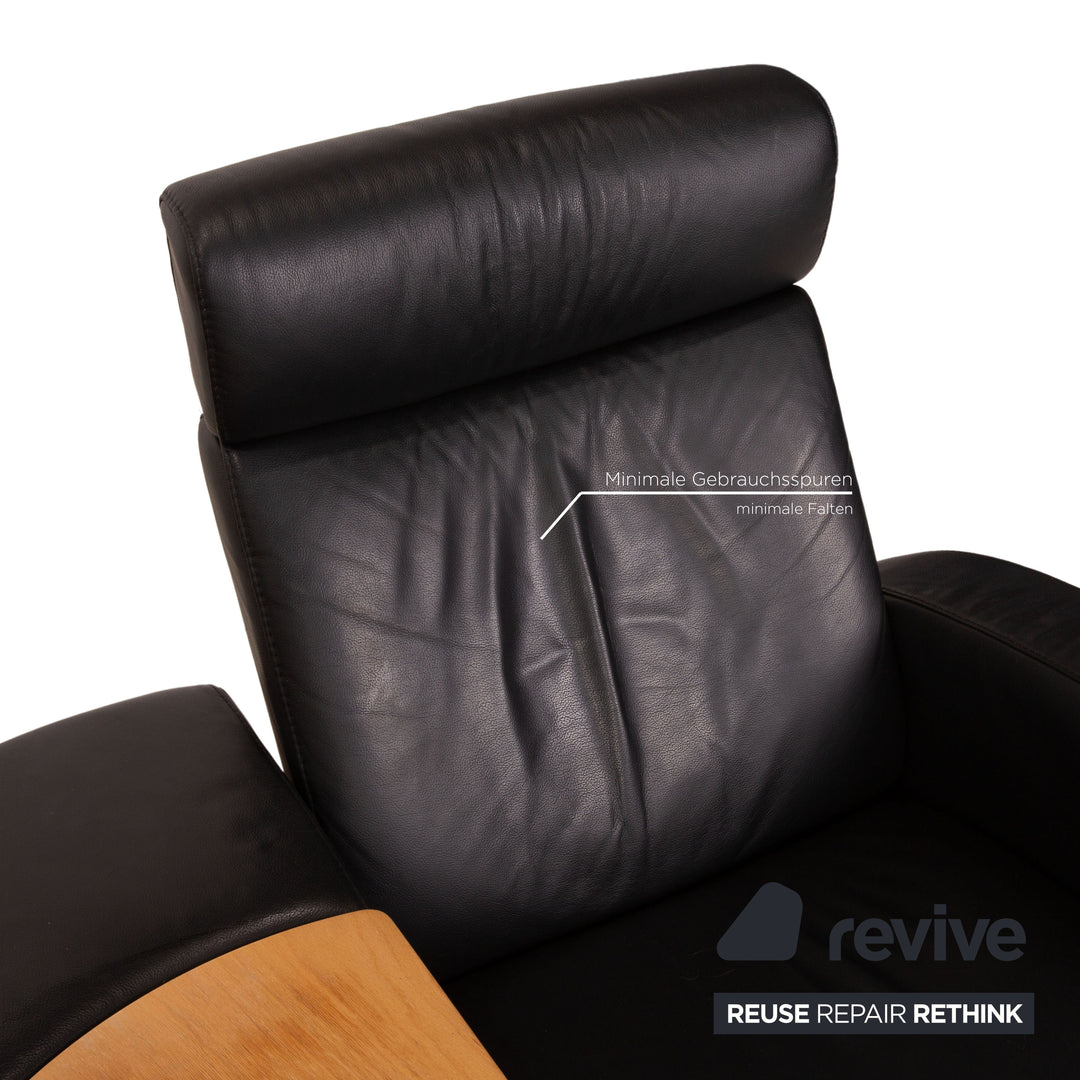 Stressless Arion Leather Four Seater Black Manual Function Sofa Couch
