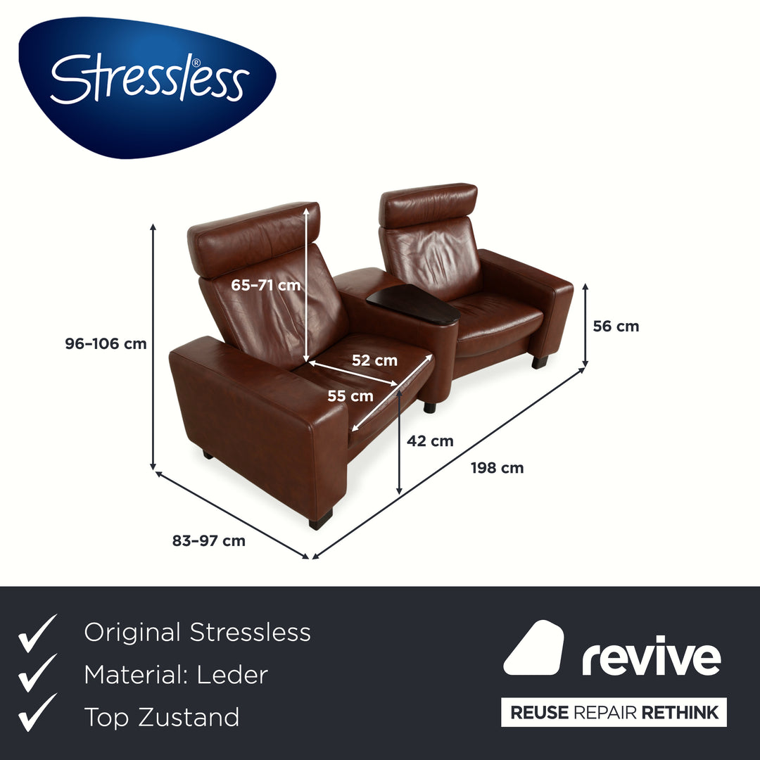 Stressless Arion Canapé deux places en cuir marron, fonction manuelle