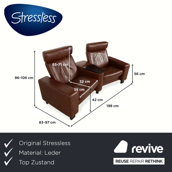 Stressless Arion Canapé deux places en cuir marron, fonction manuelle