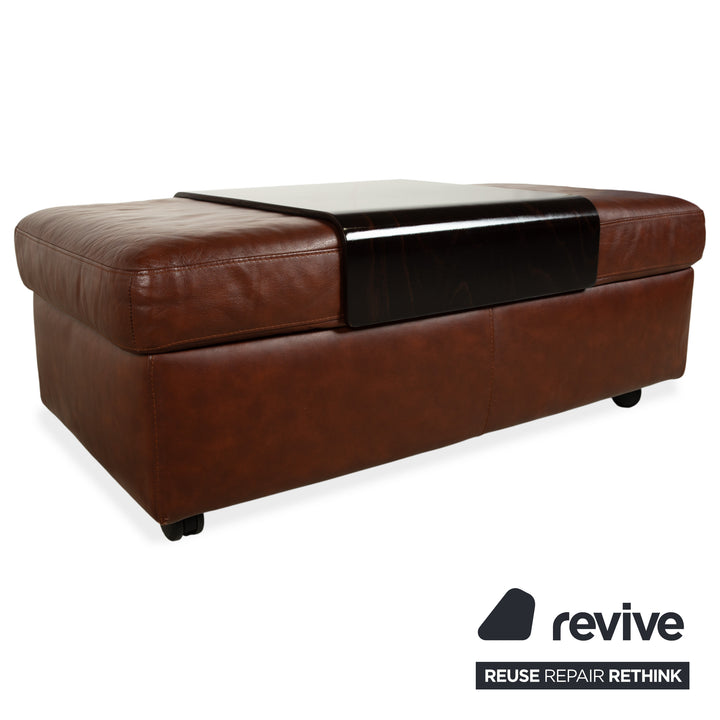 Stressless Arion cuir deux places pouf marron fonction manuelle canapé
