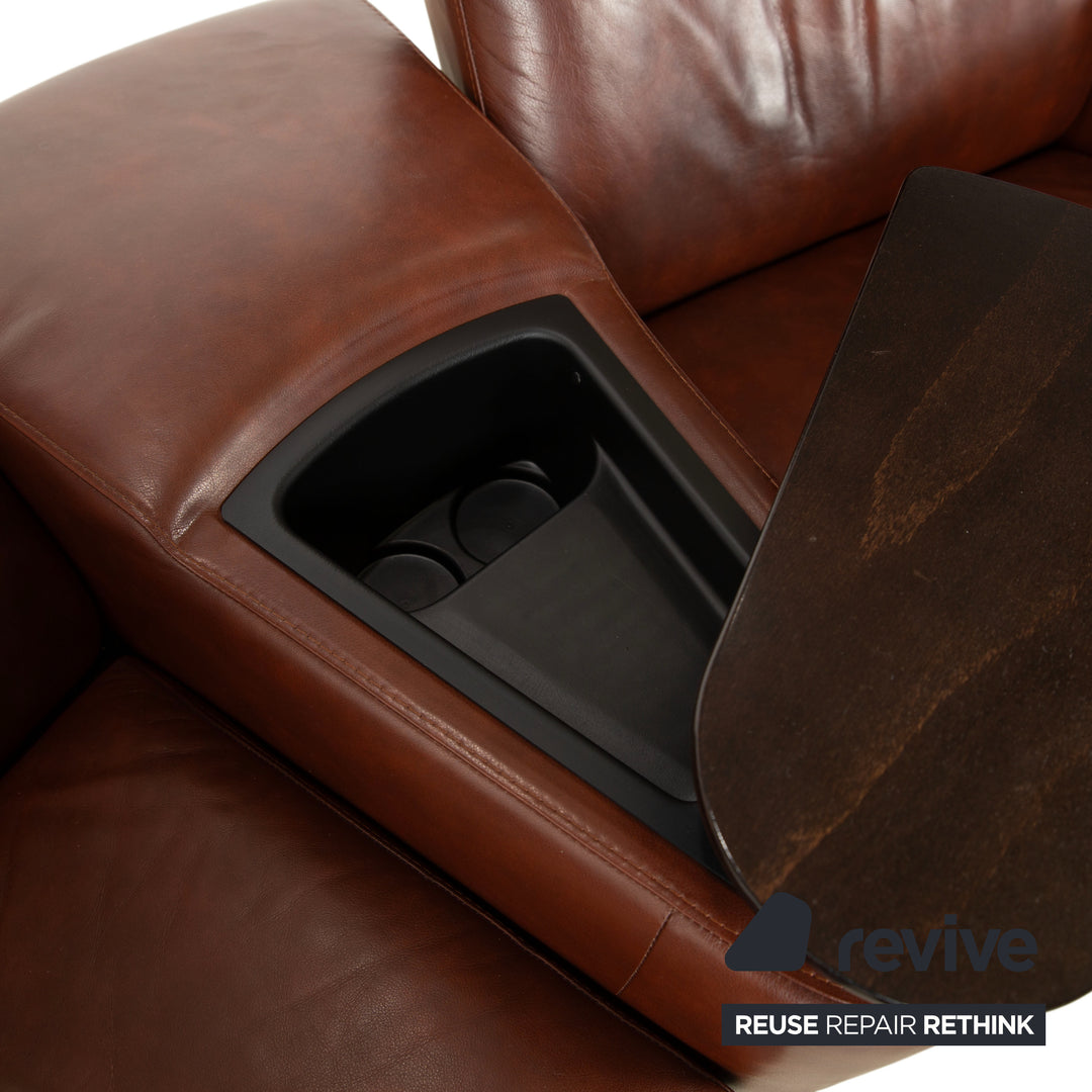 Stressless Arion Leder Zweisitzer Hocker Braun manuelle Funktion Sofa Couch