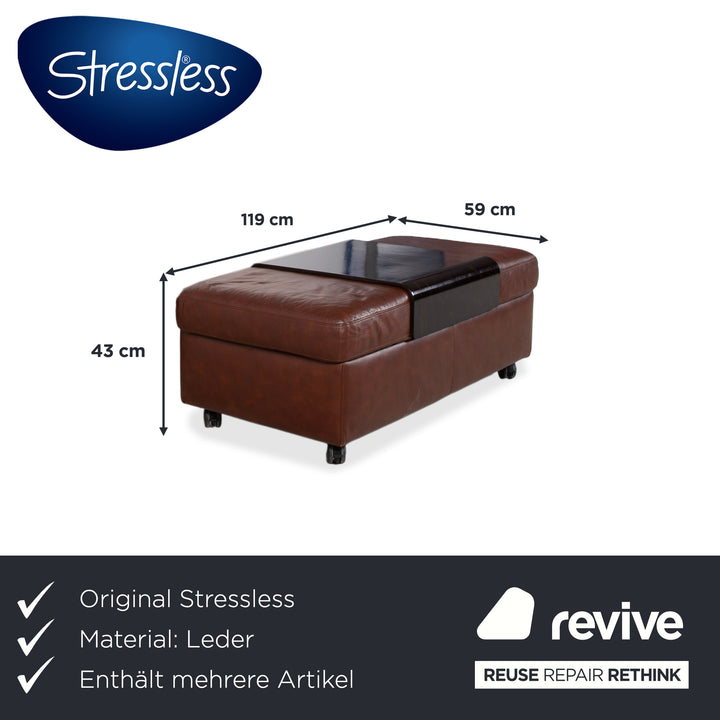 Stressless Arion cuir deux places pouf marron fonction manuelle canapé