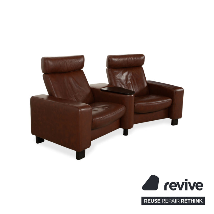 Stressless Arion Leder Zweisitzer Hocker Braun manuelle Funktion Sofa Couch