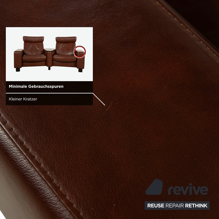 Stressless Arion cuir deux places pouf marron fonction manuelle canapé