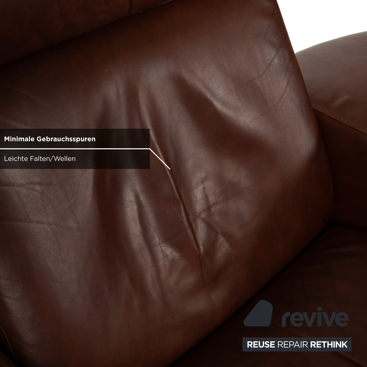 Stressless Arion cuir deux places pouf marron fonction manuelle canapé