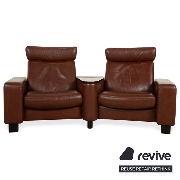 Stressless Arion Skórzana dwuosobowa sofa Hoker Brązowa mechanizm ręczny Sofa Kanapa