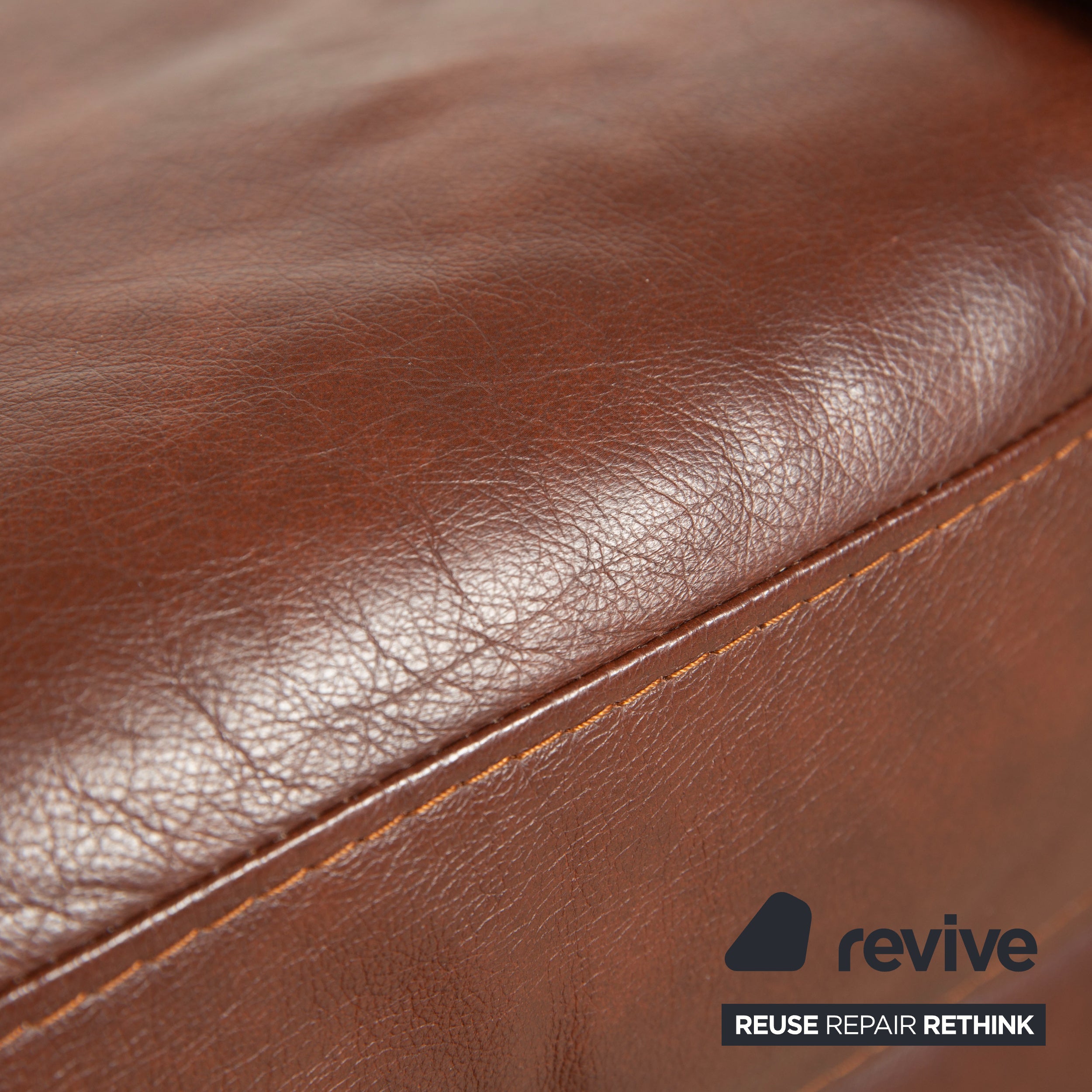 Stressless Arion Leather Two-Seater Ottoman Brown Manual Function Sofa Couch