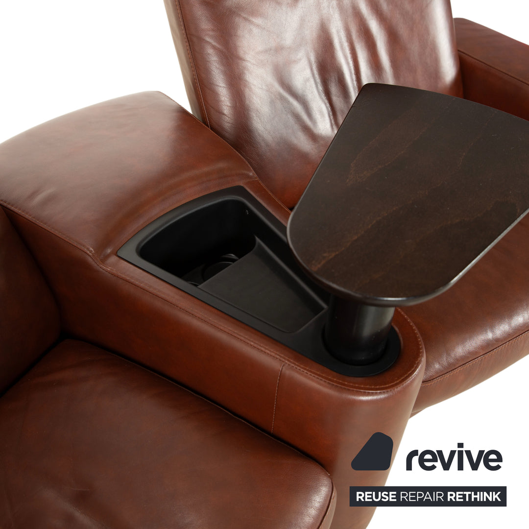 Stressless Arion cuir deux places pouf marron fonction manuelle canapé