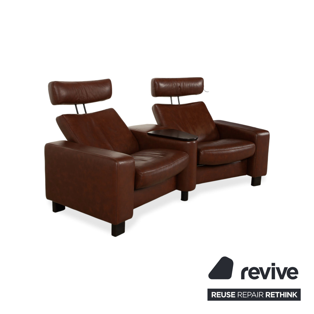 Stressless Arion Leder Zweisitzer Hocker Braun manuelle Funktion Sofa Couch