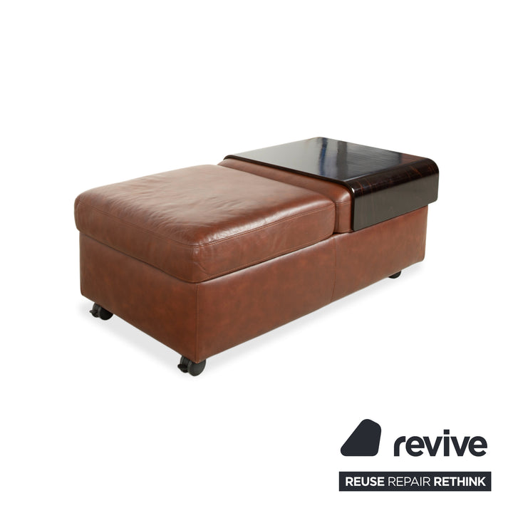 Stressless Arion cuir deux places pouf marron fonction manuelle canapé