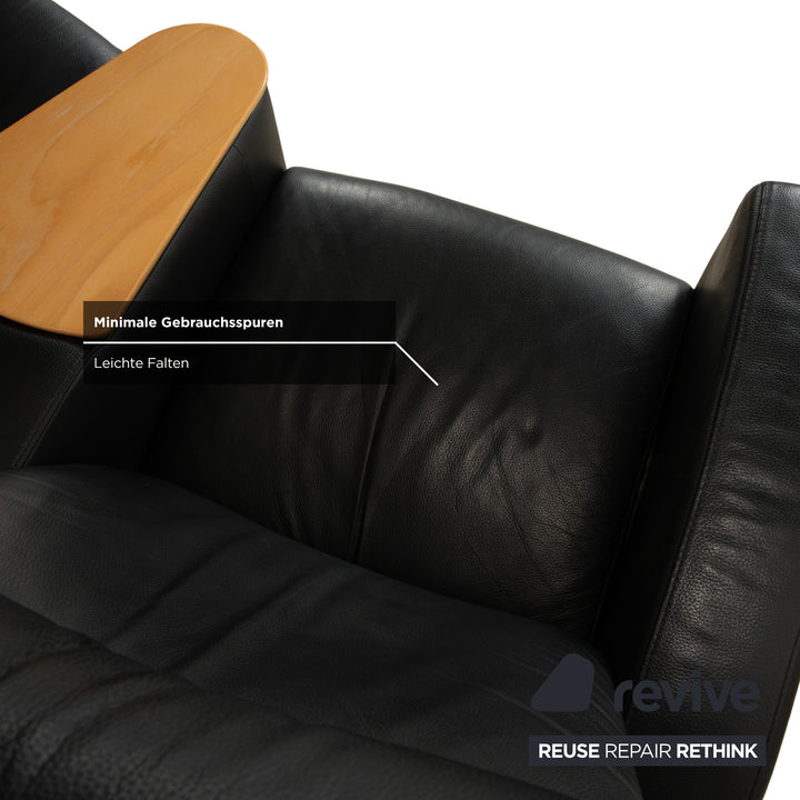 Stressless Arion Leder Zweisitzer Hocker Couchtisch Rollen Schwarz manuelle Funktion Sofa Couch