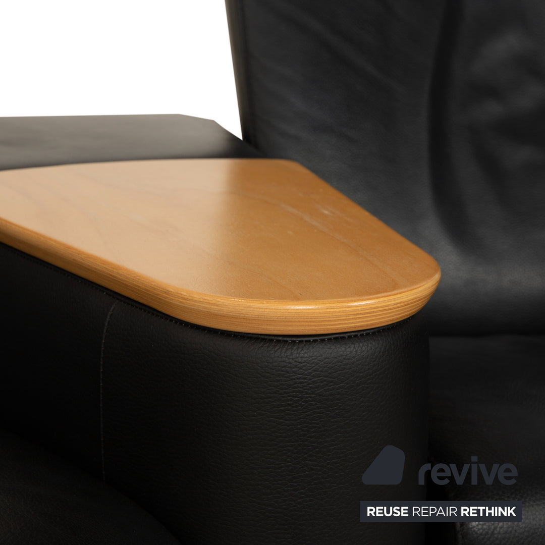 Stressless Arion Leder Zweisitzer Hocker Couchtisch Rollen Schwarz manuelle Funktion Sofa Couch