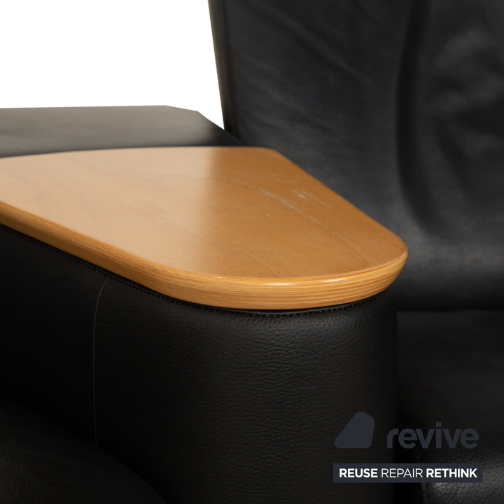Stressless Arion Leder Zweisitzer Hocker Couchtisch Rollen Schwarz manuelle Funktion Sofa Couch