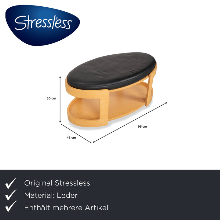 Stressless Arion Leder Zweisitzer Hocker Couchtisch Rollen Schwarz manuelle Funktion Sofa Couch