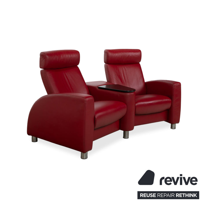 Stressless Arion Leder Zweisitzer Rot manuelle Funktion Sofa Couch