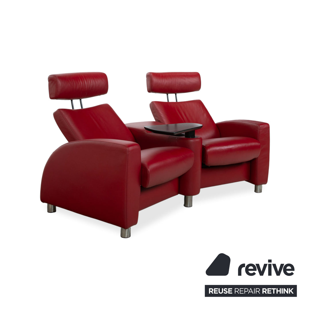 Stressless Arion Leder Zweisitzer Rot manuelle Funktion Sofa Couch