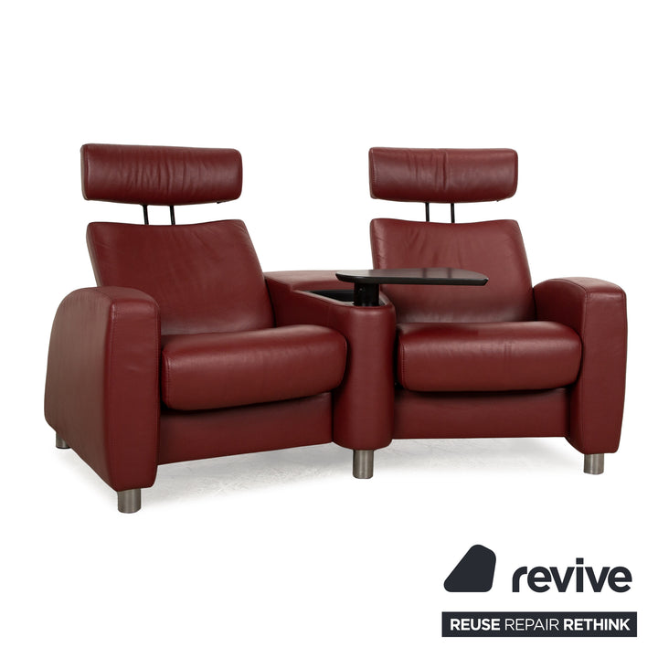 Stressless Arion Leder Zweisitzer Rot manuelle Funktion Sofa Couch