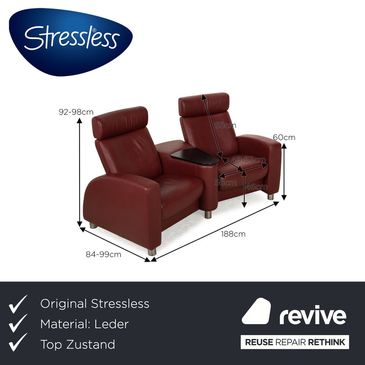Stressless Arion Leder Zweisitzer Rot manuelle Funktion Sofa Couch