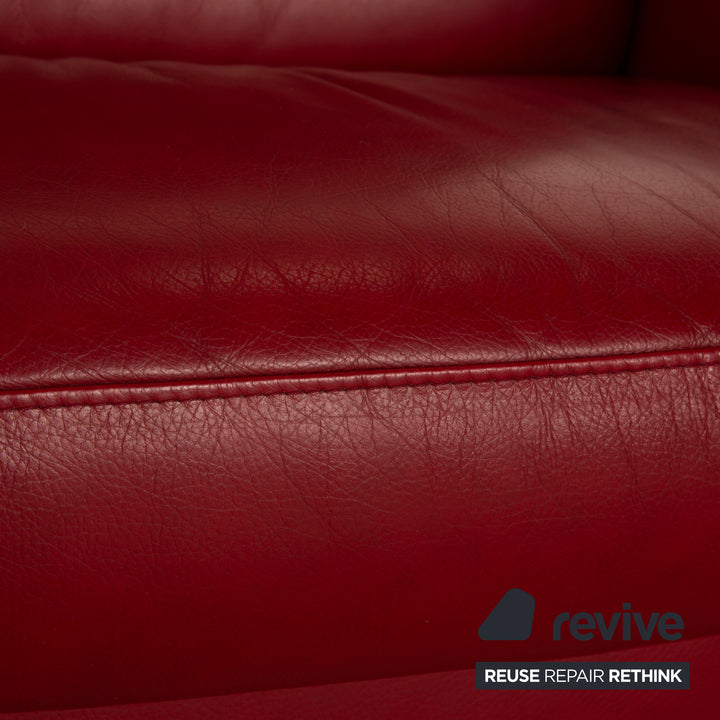 Stressless Arion Leather Two Seater Red Sofa Couch Manual Function