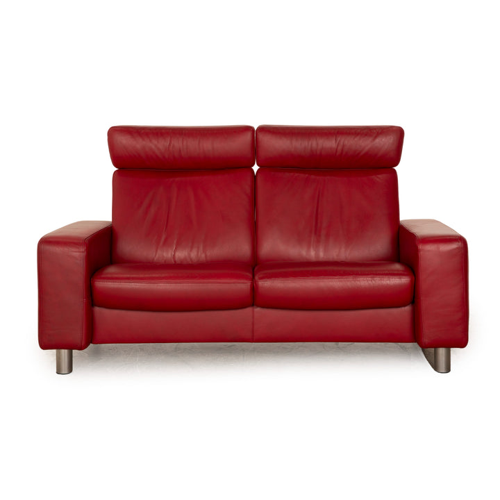 Stressless Arion Leather Two Seater Red Sofa Couch Manual Function