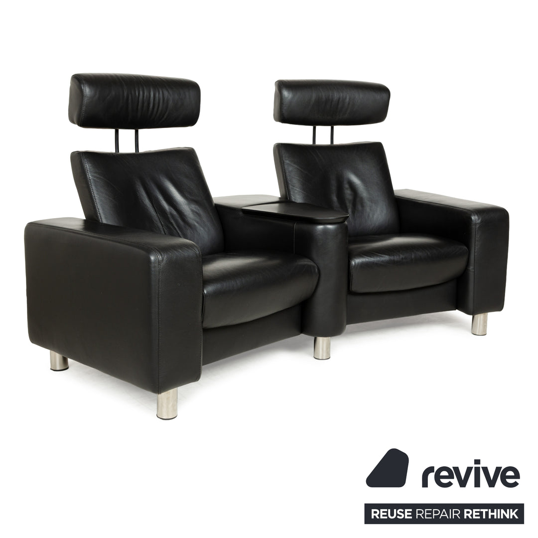 Stressless Arion Leder Zweisitzer Schwarz manuelle Funktion Heimkino