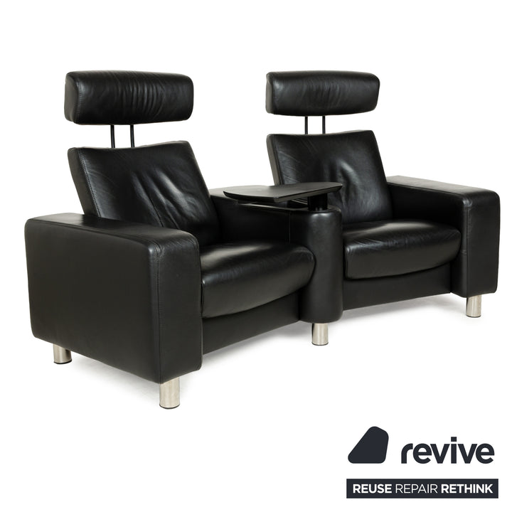 Stressless Arion Leder Zweisitzer Schwarz manuelle Funktion Heimkino