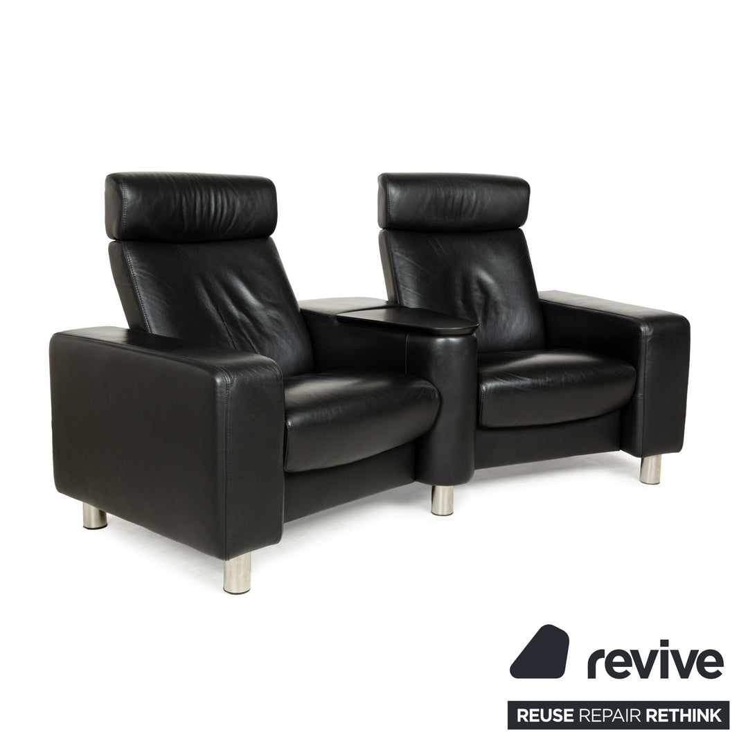 Stressless Arion Leder Zweisitzer Schwarz manuelle Funktion Heimkino