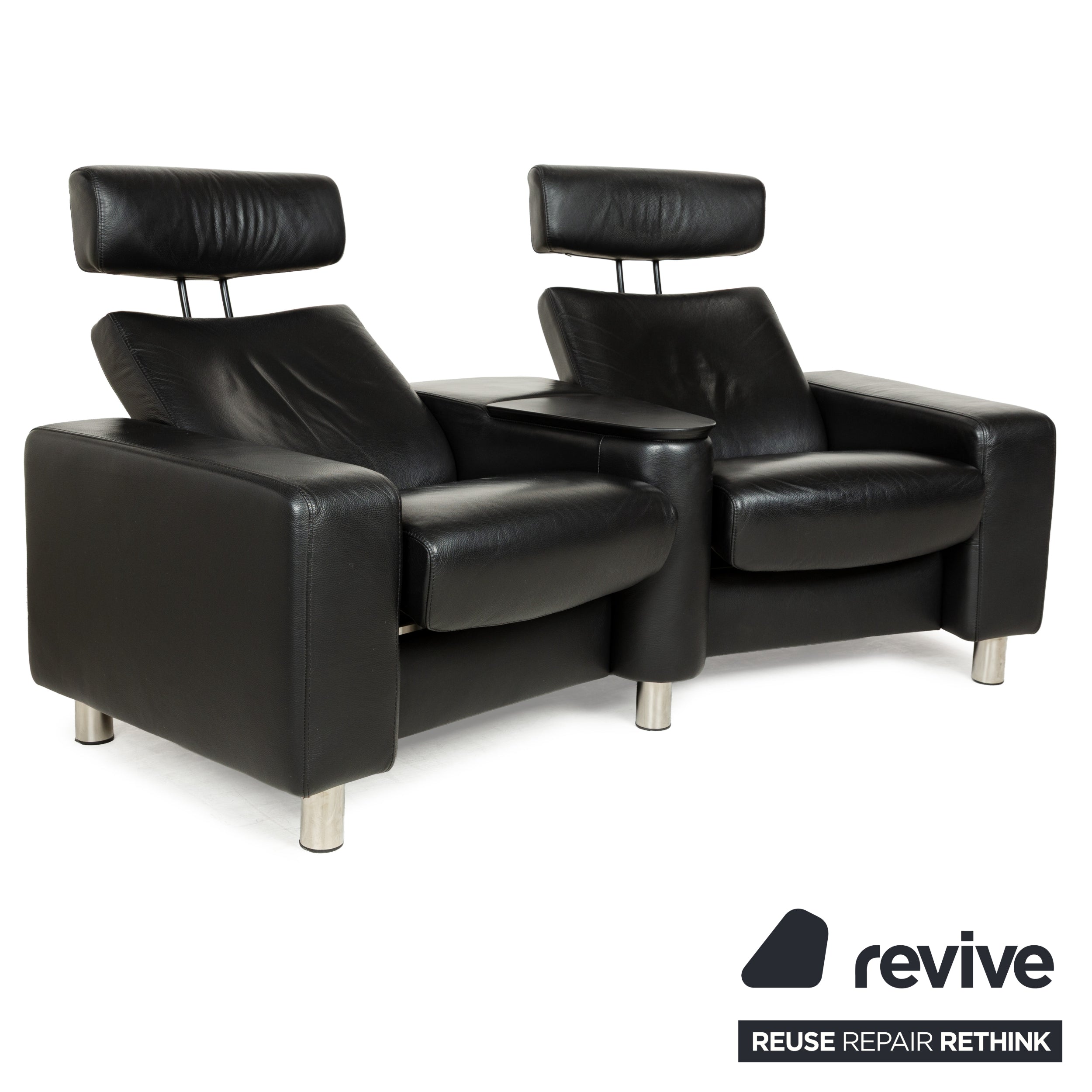 Fauteuil home cinéma Stressless Arion en cuir noir à deux places avec fonction manuelle
