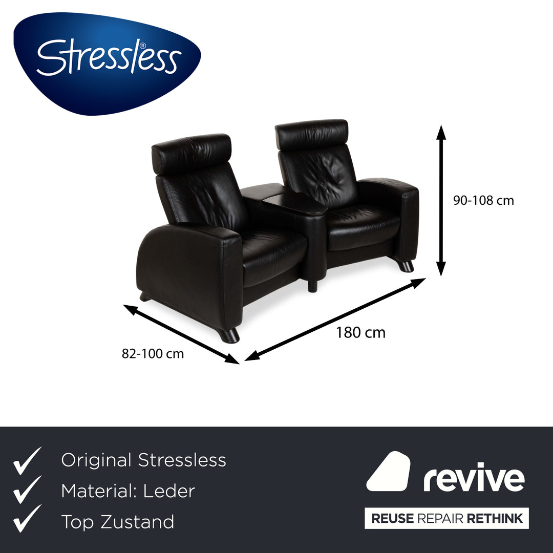 Stressless Arion Leather Two Seater Black Manual Function