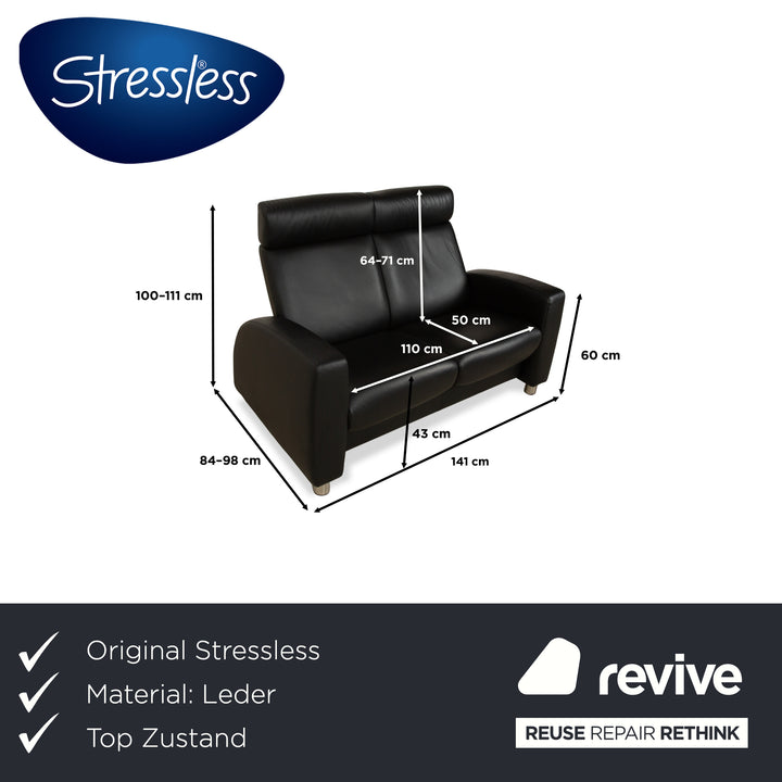 Stressless Arion Leder Zweisitzer Schwarz manuelle Funktion Sofa Couch