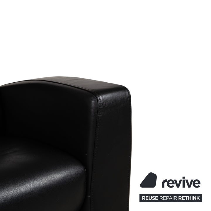 Stressless Arion Leather Two Seater Black Manual Function Sofa Couch