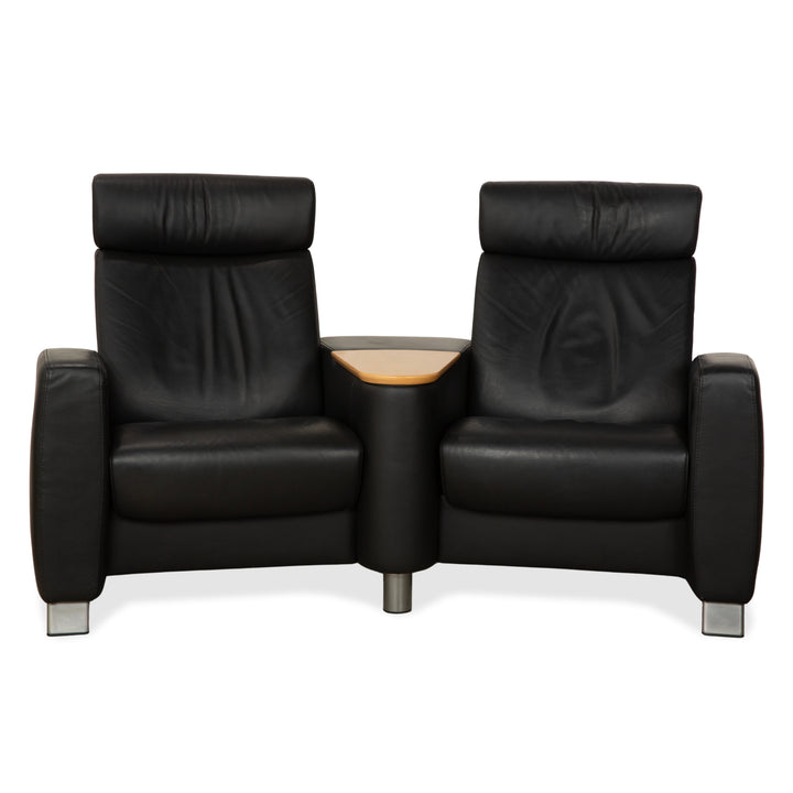 Canapé 2 places en cuir noir à fonction manuelle Stressless Arion