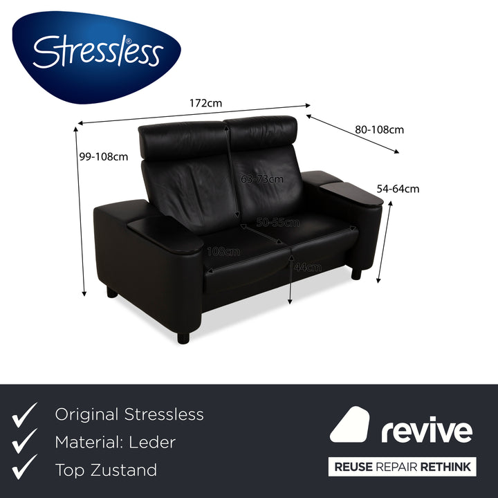 Stressless Arion Leder Zweisitzer Schwarz manuelle Funktion Sofa Couch