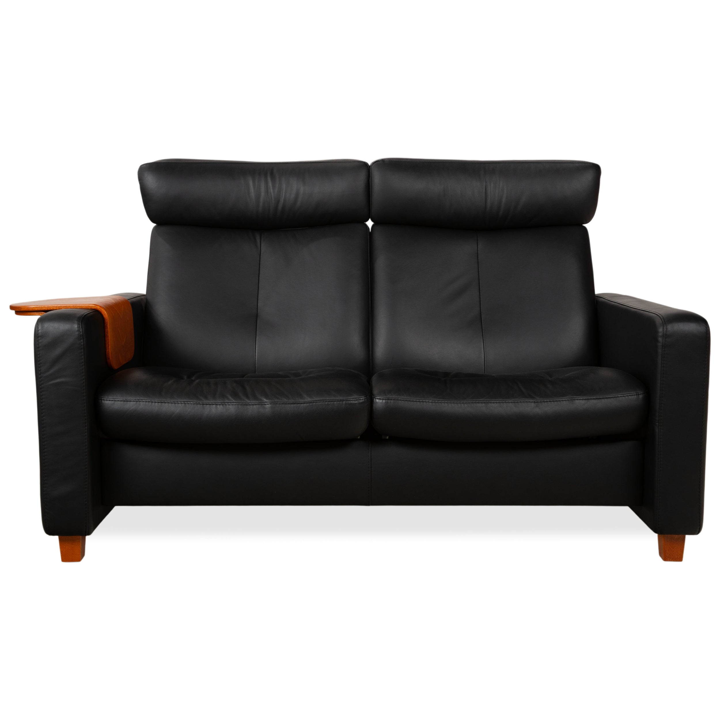 Stressless Arion, skórzana sofa dwuosobowa, czarna, funkcja manualna, kanapa