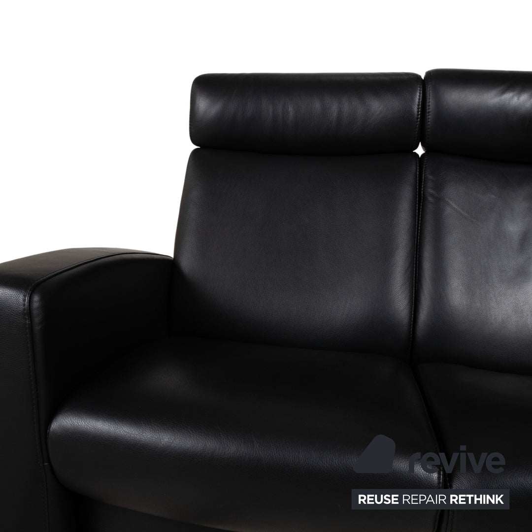 Stressless Arion Leather Two Seater Black Manual Function Sofa Couch