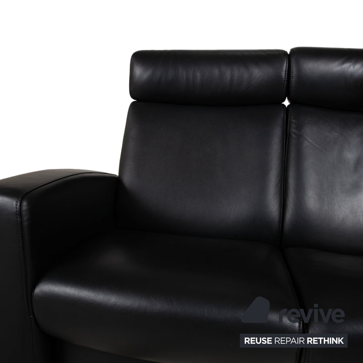 Stressless Arion Leather Two Seater Black Manual Function Sofa Couch