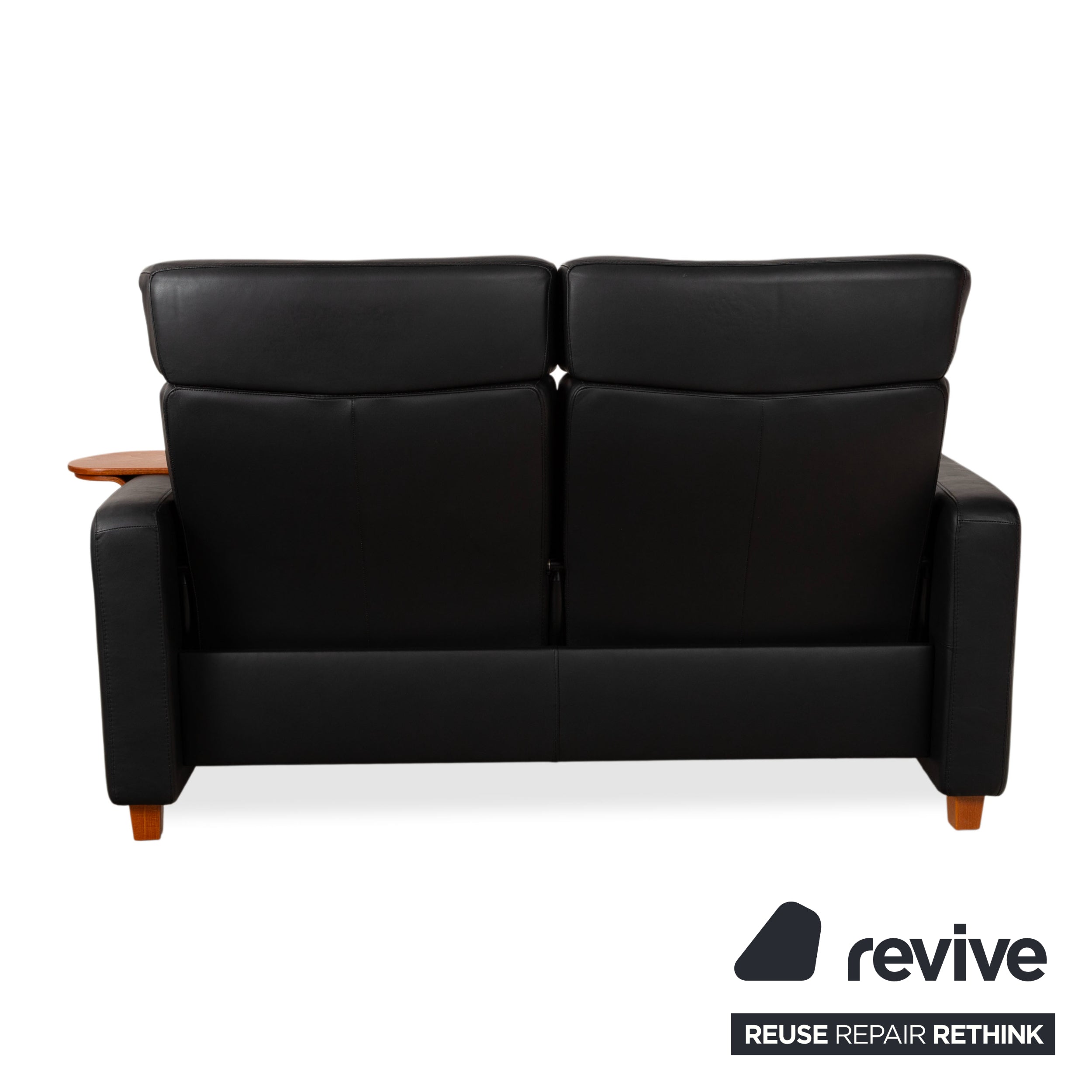 Stressless Arion, skórzana sofa dwuosobowa, czarna, funkcja manualna, kanapa