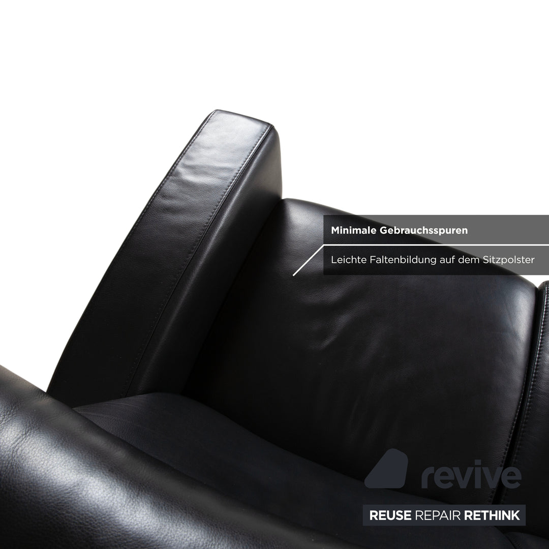 Stressless Arion Leather Two Seater Black Manual Function Sofa Couch