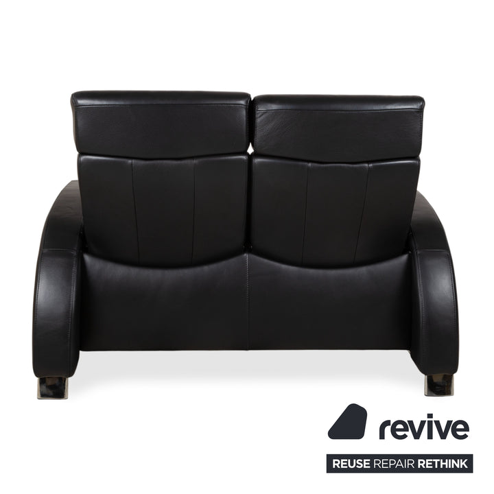 Stressless Arion Leather Two Seater Black Manual Function Sofa Couch