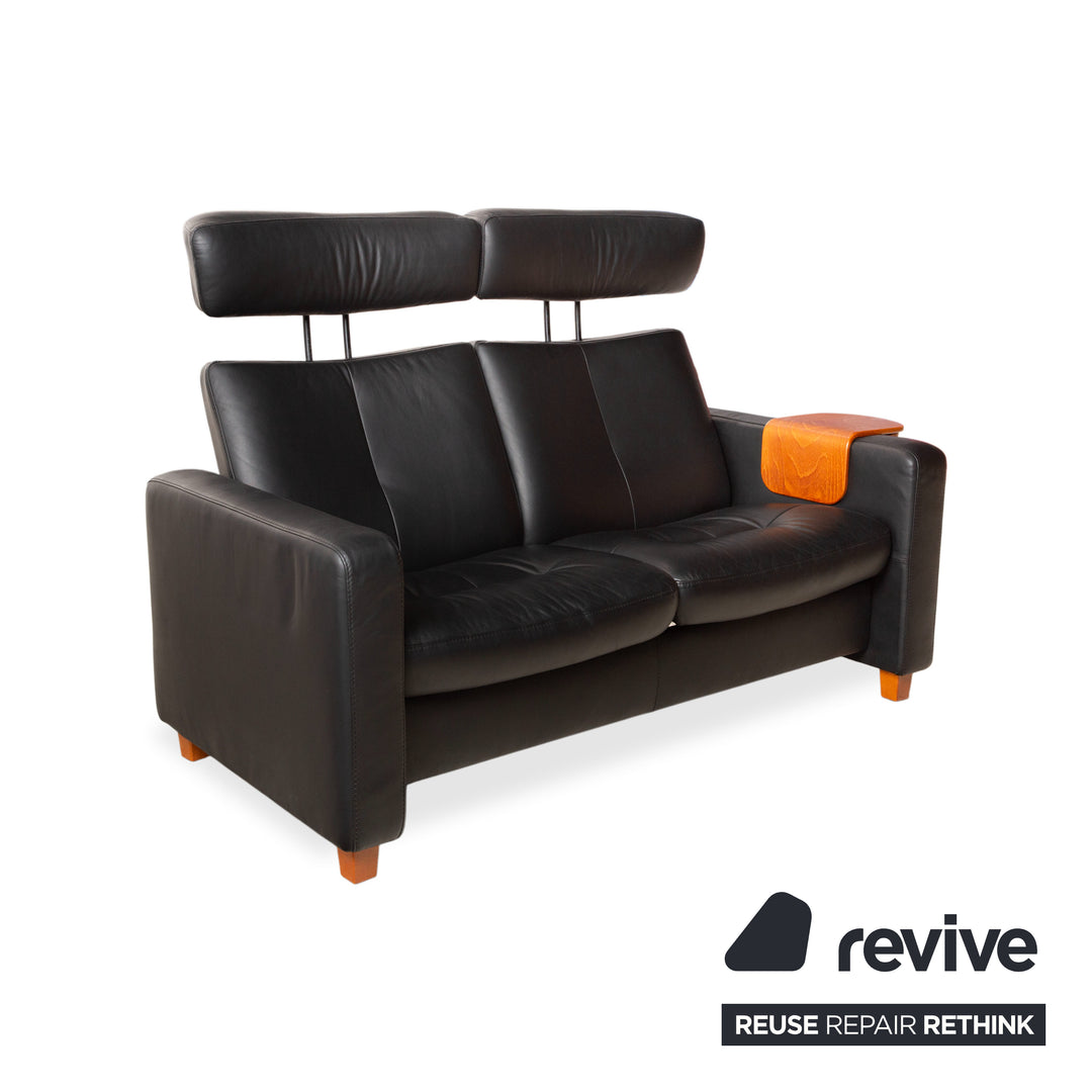Stressless Arion Leder Zweisitzer Schwarz manuelle Funktion Sofa Couch