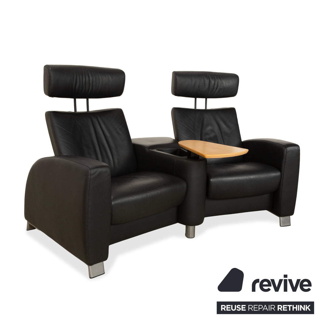 Canapé 2 places en cuir noir à fonction manuelle Stressless Arion