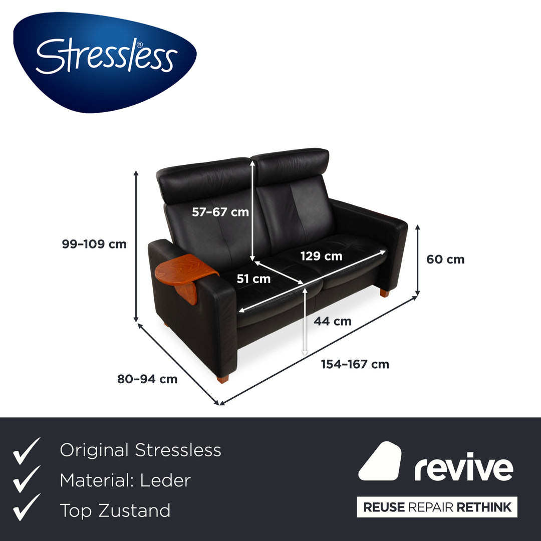 Stressless Arion Leder Zweisitzer Schwarz manuelle Funktion Sofa Couch