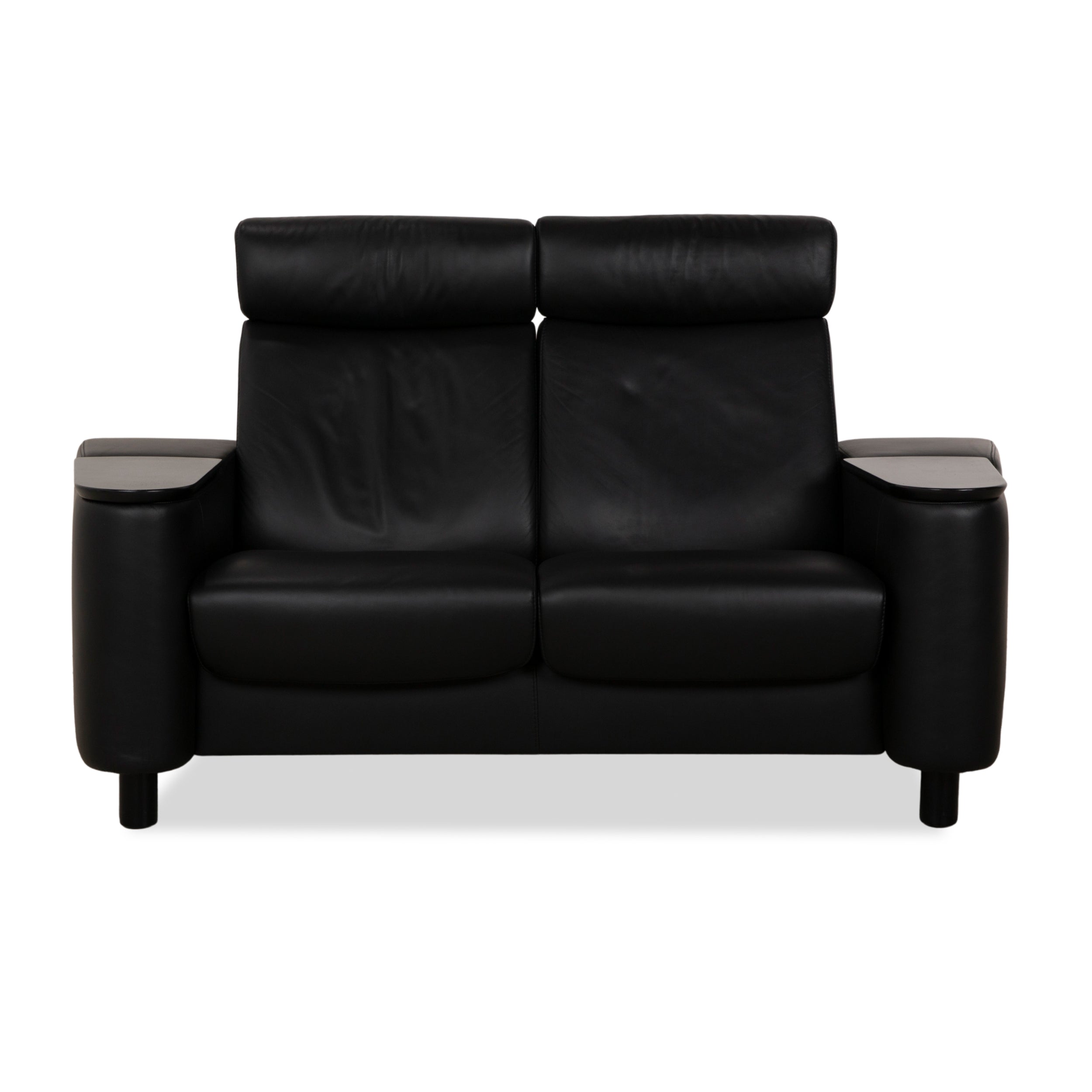 Stressless Arion Leather Two Seater Black Manual Function Sofa Couch