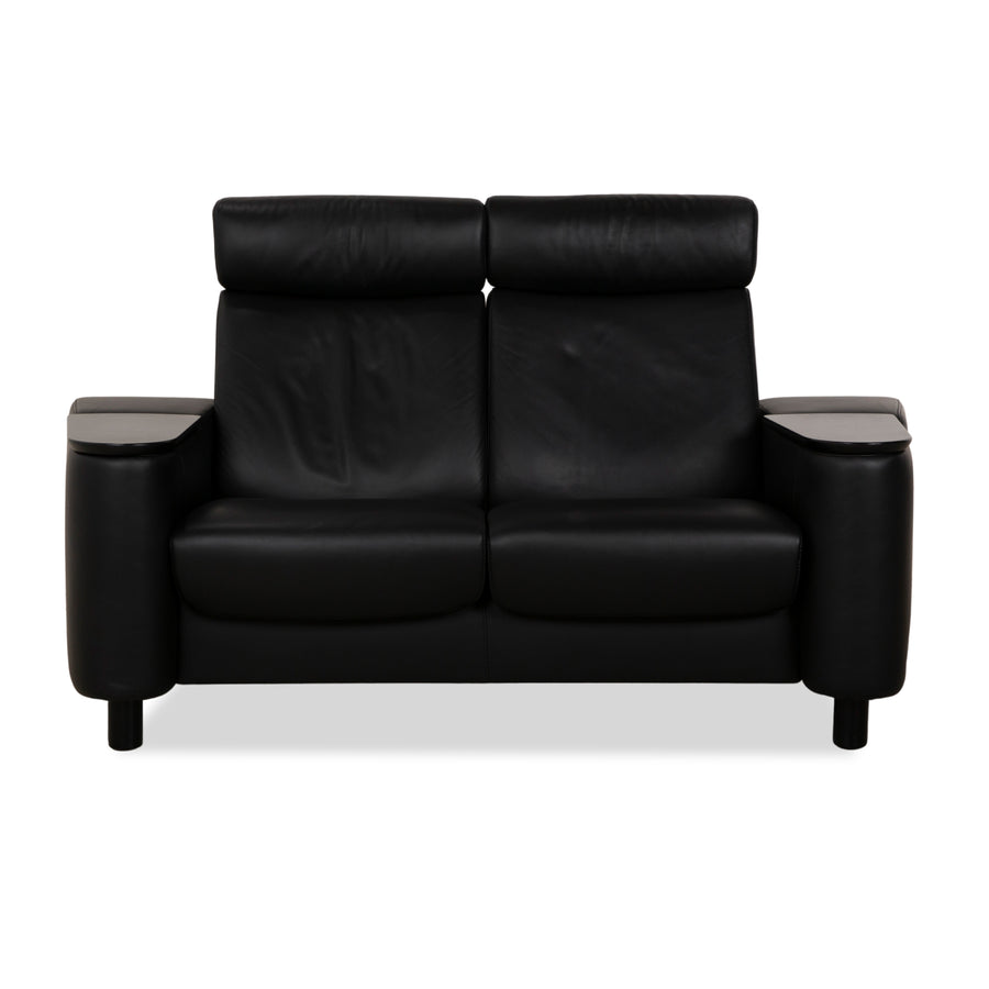 Canapé 2 places en cuir noir à fonction manuelle Stressless Arion