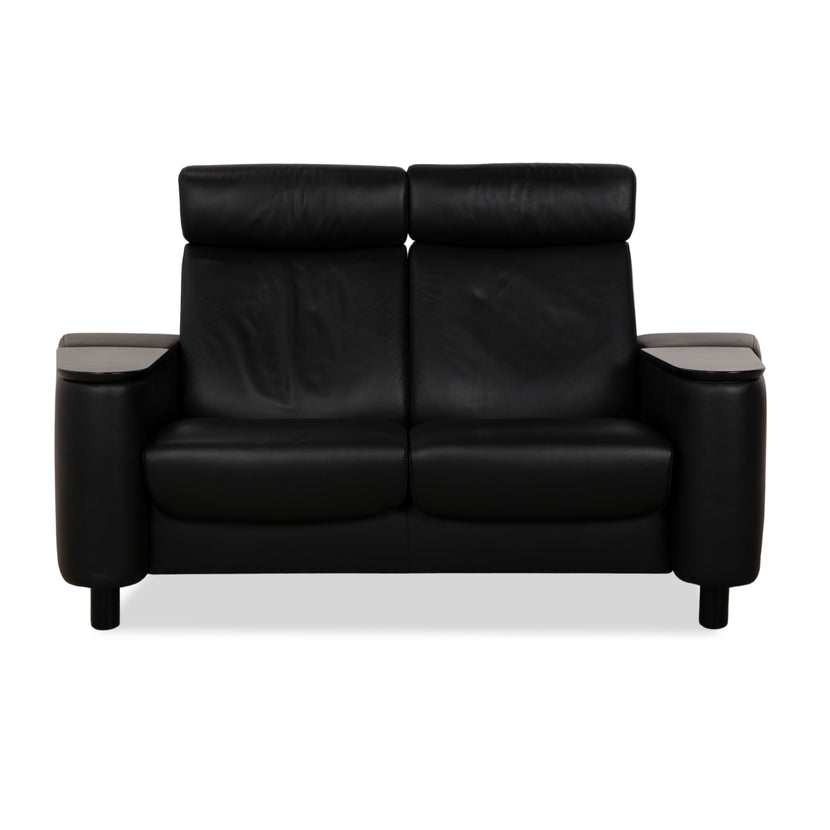 Canapé 2 places en cuir noir à fonction manuelle Stressless Arion