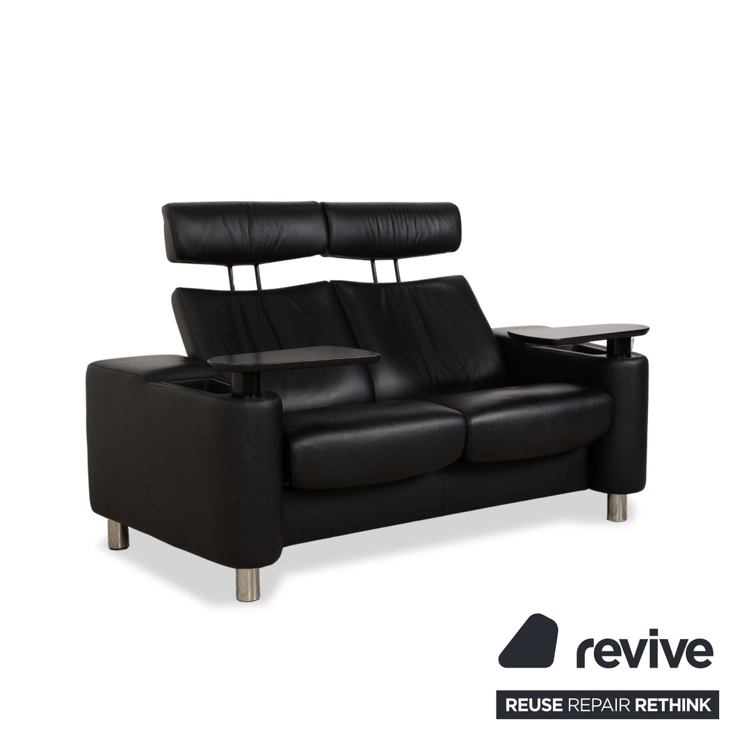 Stressless Arion Leder Zweisitzer Sofa Couch Hocker Schwarz Anthrazit manuelle Funktion