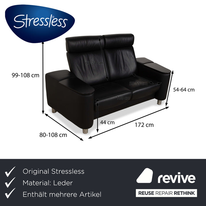 Stressless Arion Leder Zweisitzer Sofa Couch Hocker Schwarz Anthrazit manuelle Funktion
