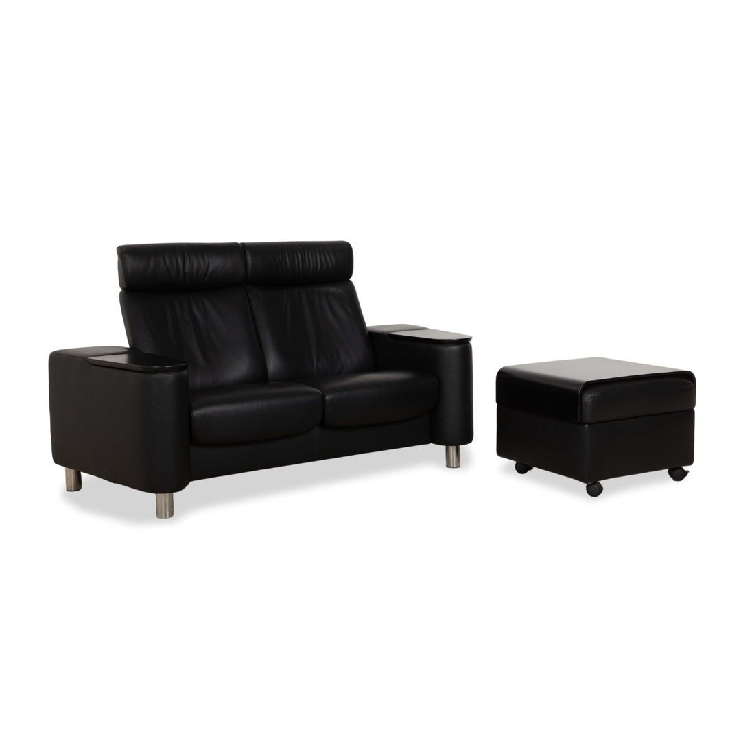 Stressless Arion Leder Zweisitzer Sofa Couch Hocker Schwarz Anthrazit manuelle Funktion